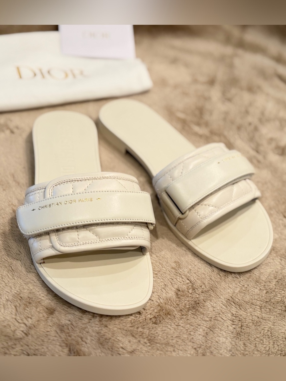 Dior Cream Women's Slides - Picture 2 of 6